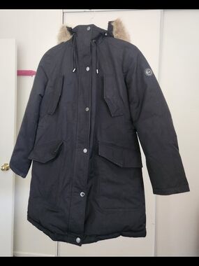 MICHAEL KORS Coat with Fur Trim Hood ZIPPER Sz M